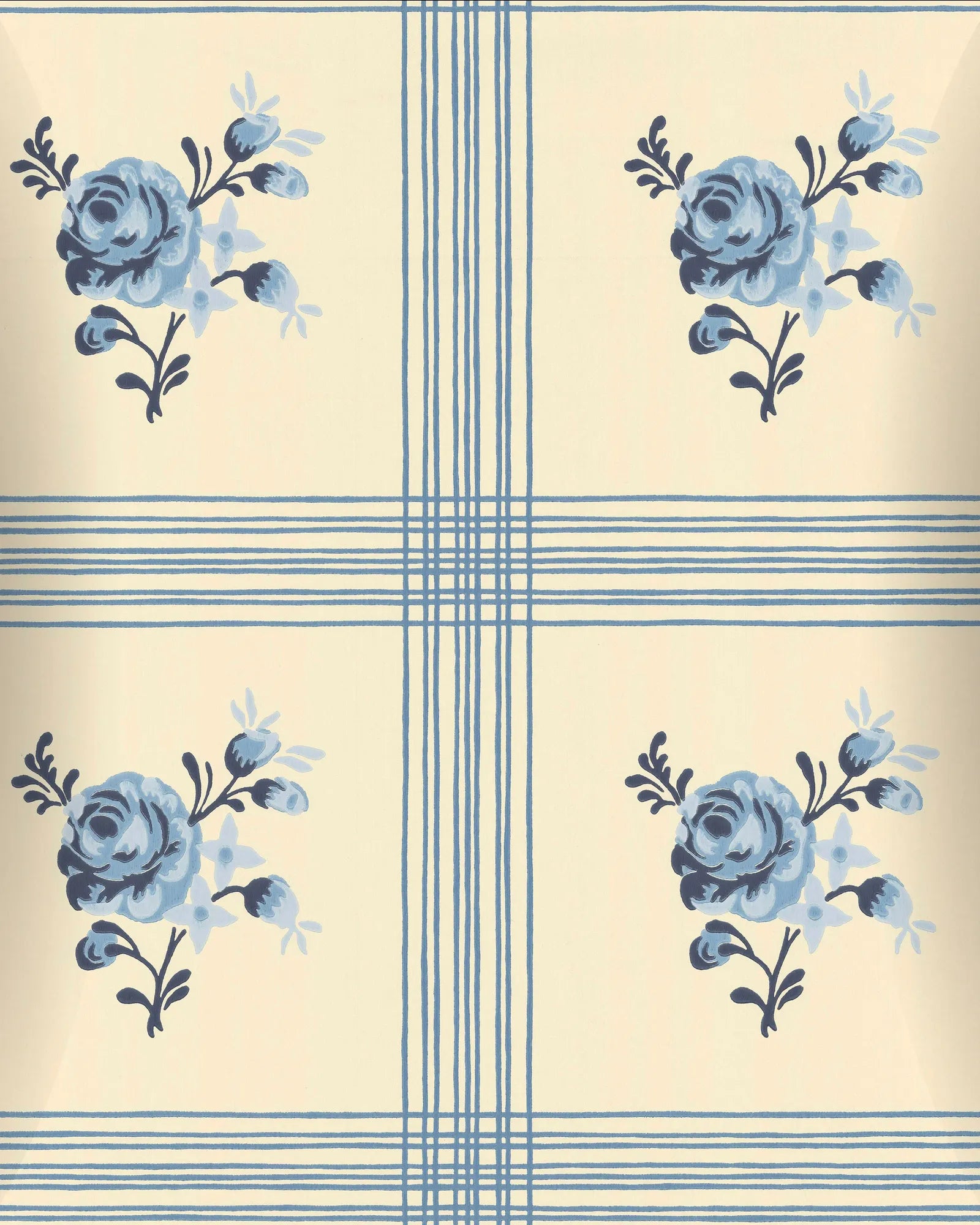 Papel Mural Cuadro Floral Azul Portis