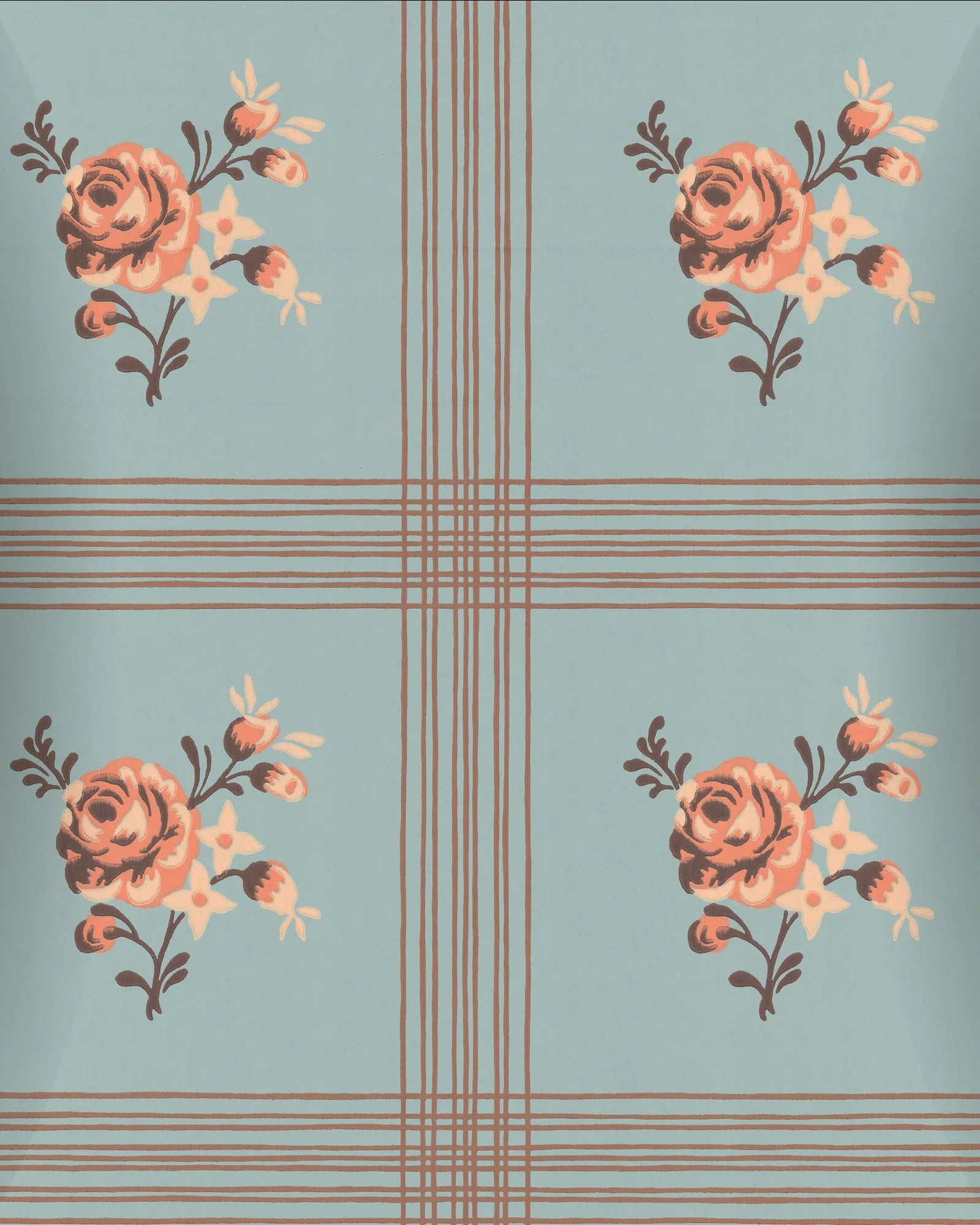 Papel Mural Cuadro Floral Celeste Portis