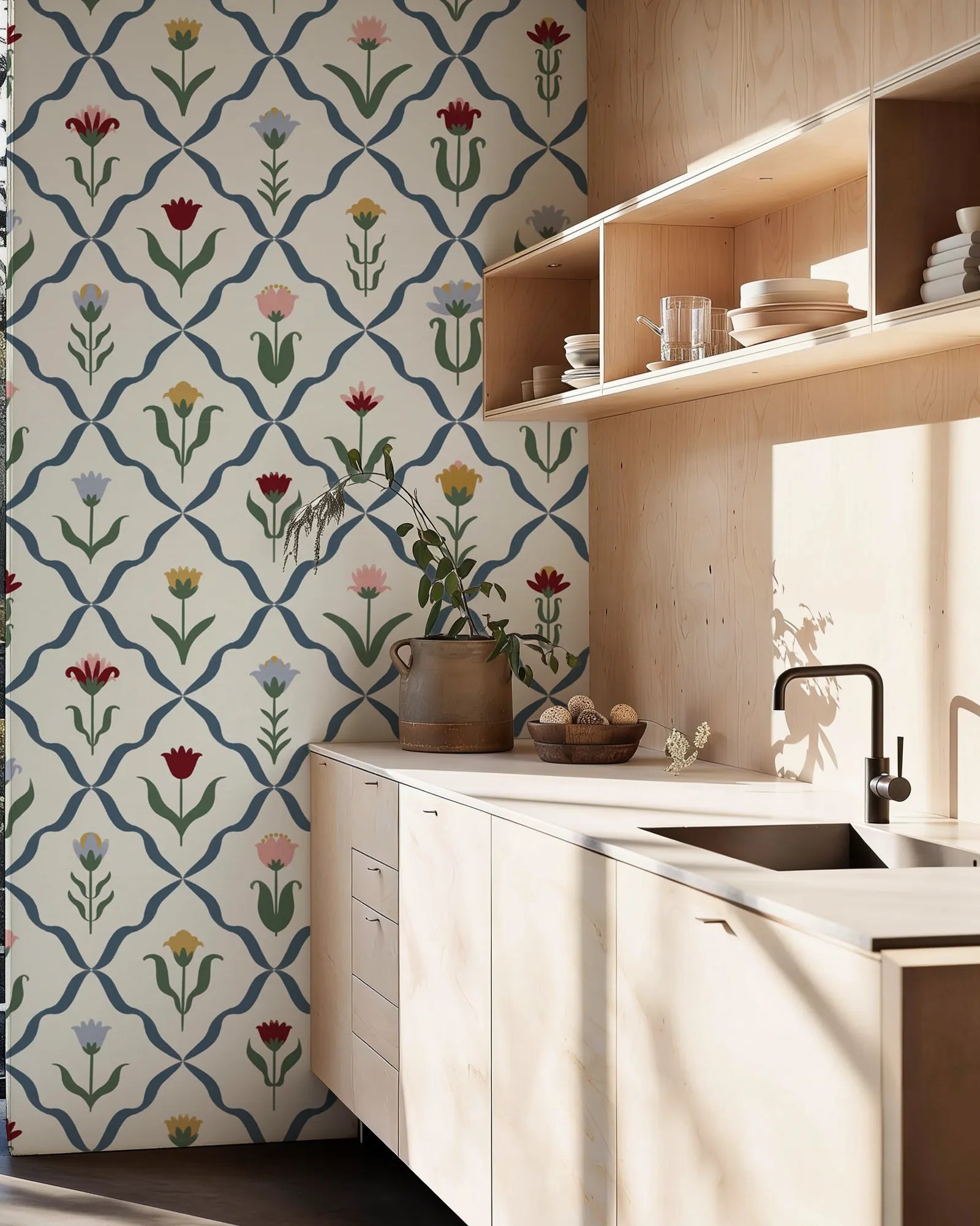 Papel Mural Flor Reticular Portis